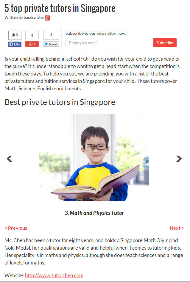 top 5 tutors in Singapore